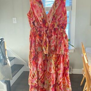 Vibrant Sleeveless Tiered Dress